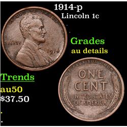 1914-p Lincoln Cent 1c Grades AU Details