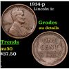 1914-p Lincoln Cent 1c Grades AU Details