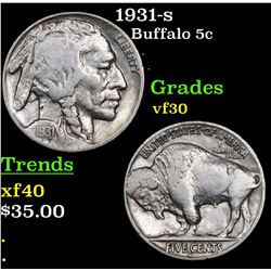 1931-s Buffalo Nickel 5c Grades vf++
