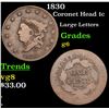 Image 1 : 1830 Coronet Head Large Cent 1c Grades g+