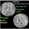 1945-p Walking Liberty Half Dollar 50c Grades Choice AU/BU Slider