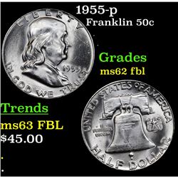 1955-p Franklin Half Dollar 50c Grades Select Unc FBL
