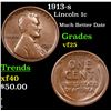 1913-s Lincoln Cent 1c Grades vf+