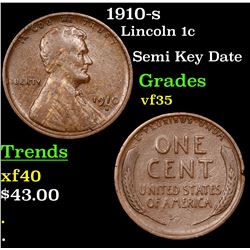 1910-s Lincoln Cent 1c Grades vf++