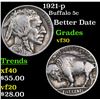 Image 1 : 1921-p Buffalo Nickel 5c Grades vf++