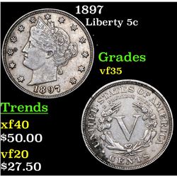 1897 Liberty Nickel 5c Grades vf++