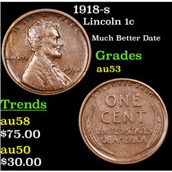 1918-s Lincoln Cent 1c Grades Select AU