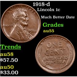1918-d Lincoln Cent 1c Grades Choice AU