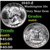 Image 1 : 1943-d Washington Quarter 25c Grades Choice+ Unc