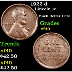 1922-d Lincoln Cent 1c Grades xf