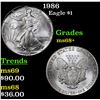 1986 Silver Eagle Dollar $1 Grades Gem++ Unc