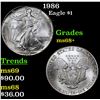 1986 Silver Eagle Dollar $1 Grades Gem++ Unc