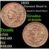 1835 Coronet Head Large Cent 1c Grades vf details