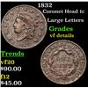 1832 Coronet Head Large Cent 1c Grades vf details