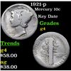 Image 1 : 1921-p Mercury Dime 10c Grades g, good