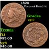 Image 1 : 1826 Coronet Head Large Cent 1c Grades vg+