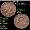 1844 Braided Hair Large Cent 1c Grades vf+