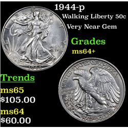 1944-p Walking Liberty Half Dollar 50c Grades Choice+ Unc