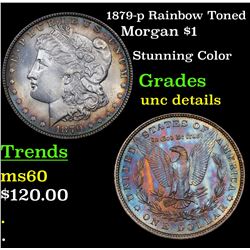 1879-p Rainbow Toned Morgan Dollar $1 Grades Unc Details