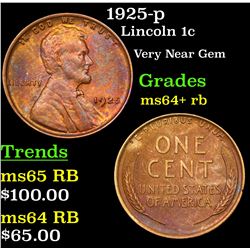 1925-p Lincoln Cent 1c Grades Choice+ Unc RB