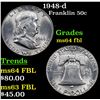 Image 1 : 1948-d Franklin Half Dollar 50c Grades Choice Unc FBL