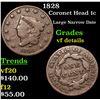 1828 Coronet Head Large Cent 1c Grades vf details