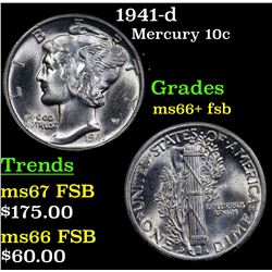 1941-d Mercury Dime 10c Grades GEM++ FSB