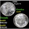1986 Silver Eagle Dollar $1 Grades ms69