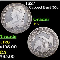 1827 Capped Bust Half Dollar 50c Grades f+
