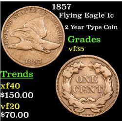 1857 Flying Eagle Cent 1c Grades vf++