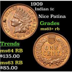 1909 Indian Cent 1c Grades Select+ Unc RB