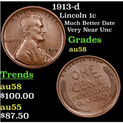 1913-d Lincoln Cent 1c Grades Choice AU/BU Slider