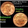 Image 1 : 1989-p Mint Error Lincoln Cent 1c Grades Select+ Unc RD