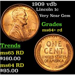 1909 vdb Lincoln Cent 1c Grades Choice+ Unc RD