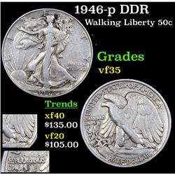 1946-p DDR Walking Liberty Half Dollar 50c Grades vf++