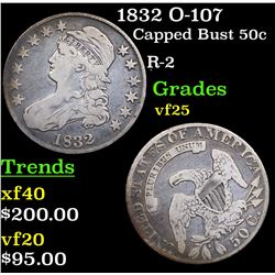 1832 O-107 Capped Bust Half Dollar 50c Grades vf+