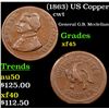 (1863) US Copper Civil War Token 1c Grades xf+