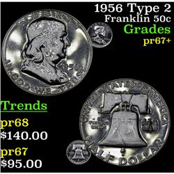 1956 Type 2 Franklin Half Dollar 50c Grades GEM++ Proof
