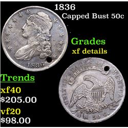 1836 Capped Bust Half Dollar 50c Grades xf details