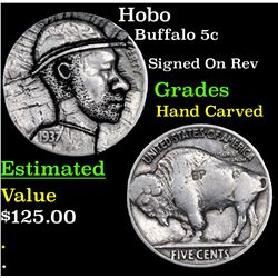 Hobo Buffalo Nickel 5c Grades Hand Carved
