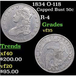 1834 O-118 Capped Bust Half Dollar 50c Grades vf++
