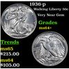 1936-p Walking Liberty Half Dollar 50c Grades Choice+ Unc