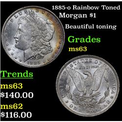 1885-o Rainbow Toned Morgan Dollar $1 Grades Select Unc