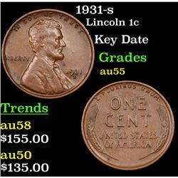 1931-s Lincoln Cent 1c Grades Choice AU
