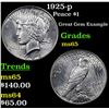 1925-p Peace Dollar $1 Grades GEM Unc