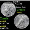 Image 1 : 1922-s Peace Dollar $1 Grades Select+ Unc