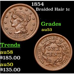 1854 Braided Hair Large Cent 1c Grades Select AU