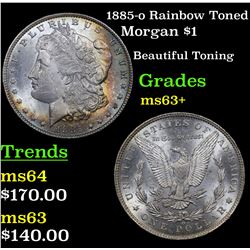 1885-o Rainbow Toned Morgan Dollar $1 Grades Select+ Unc