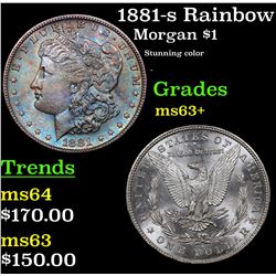 1881-s Rainbow Toned Morgan Dollar $1 Grades Select+ Unc