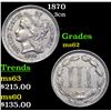 Image 1 : 1870 Three Cent Copper Nickel 3cn Grades Select Unc